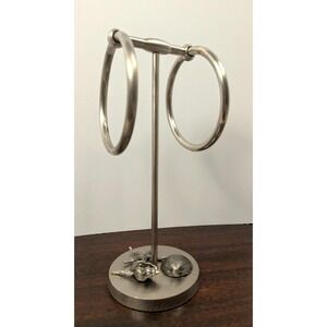 Vintage Coastal Nautical Double Towel Ring Holder Stand Brushed Nickel‎ Seashell